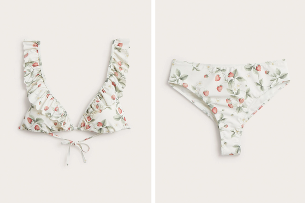 Bikini w poziomki w stylu Anny Lewandowskiej z Kapphala za 130 złotych (góra 80 złotych, dół 30 złotych)
