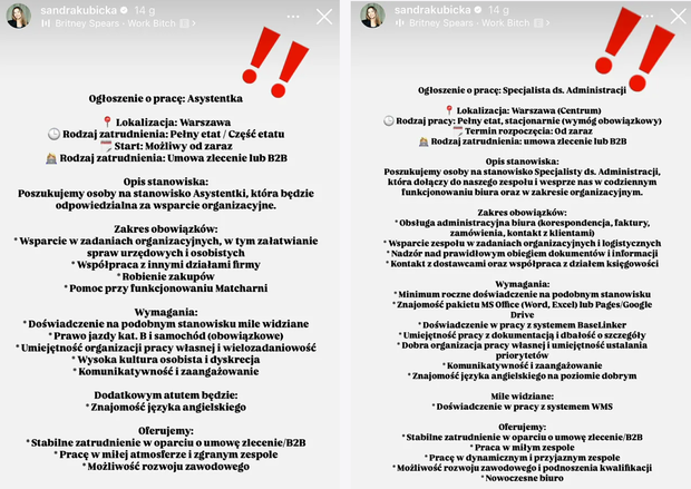 Sandra Kubicka rekrutuje pracowników, a w sieci burza