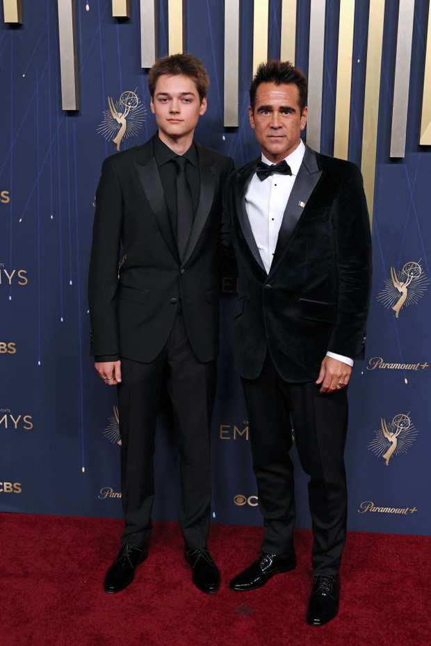 Colin Farrell z synem Henrym Tadeuszem na rozdaniu 77. nagród Emmy