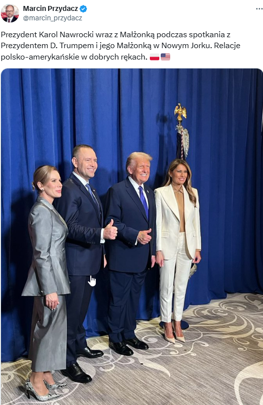 Karol i Marta Nawroccy na bankiecie o Donalda i Melanii Trumpów