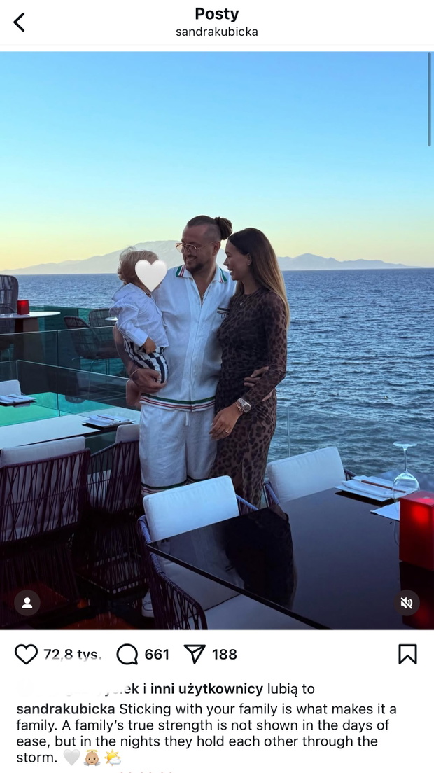 Sandra Kubicka i Aleksander Milwiw-Baron z synkiem fot. Instagram @sandrakubicka