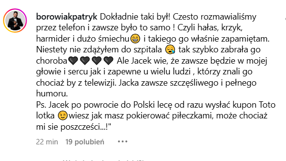 Mąż Macudzińskiej w przejmującym wyznaniu po śmierci Jacka Wójcika