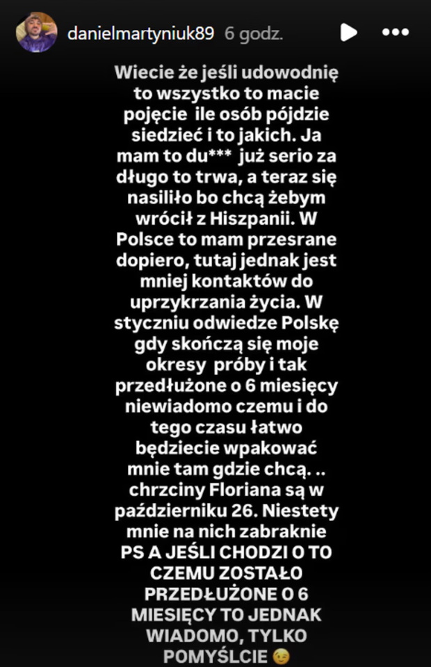 Daniel Martyniuk o chrzcinach syna