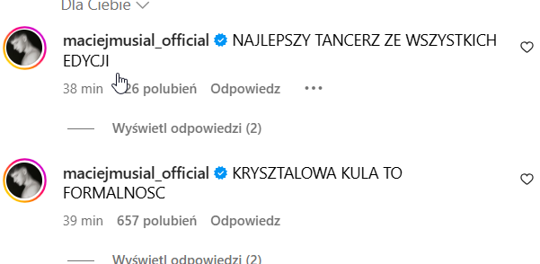 Maciej Musiał komentuje występ Tomka Karolaka