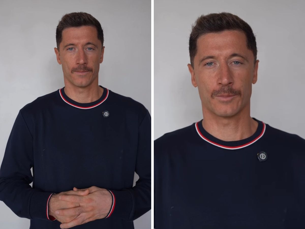 Robert Lewandowski z wąsami