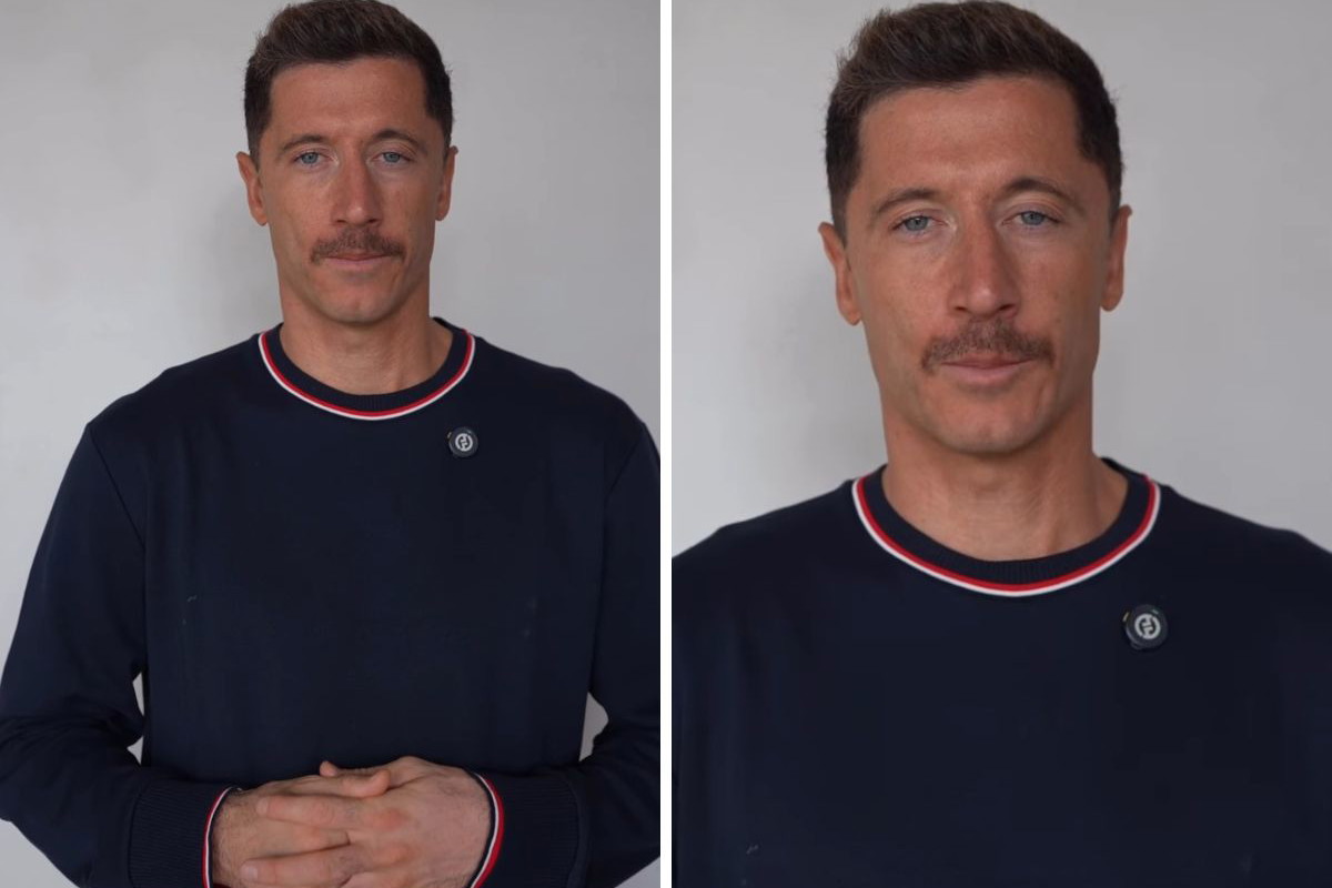 Robert Lewandowski z wąsami