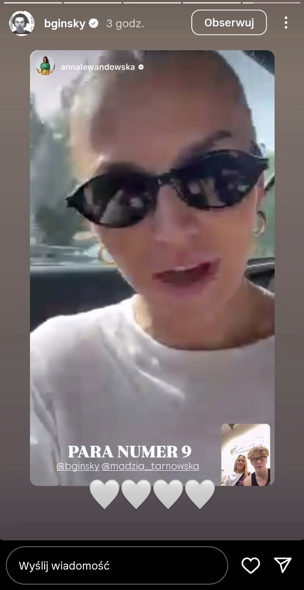 Tak Anna Lewandowska kibicuje Bagiemu fot. Instagram @bginsky