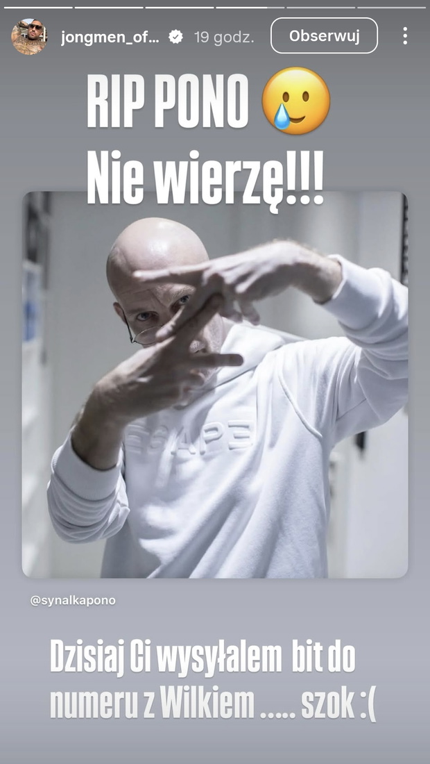 Gwiazdy żegnają Pono fot. Instagram @jongmen_official