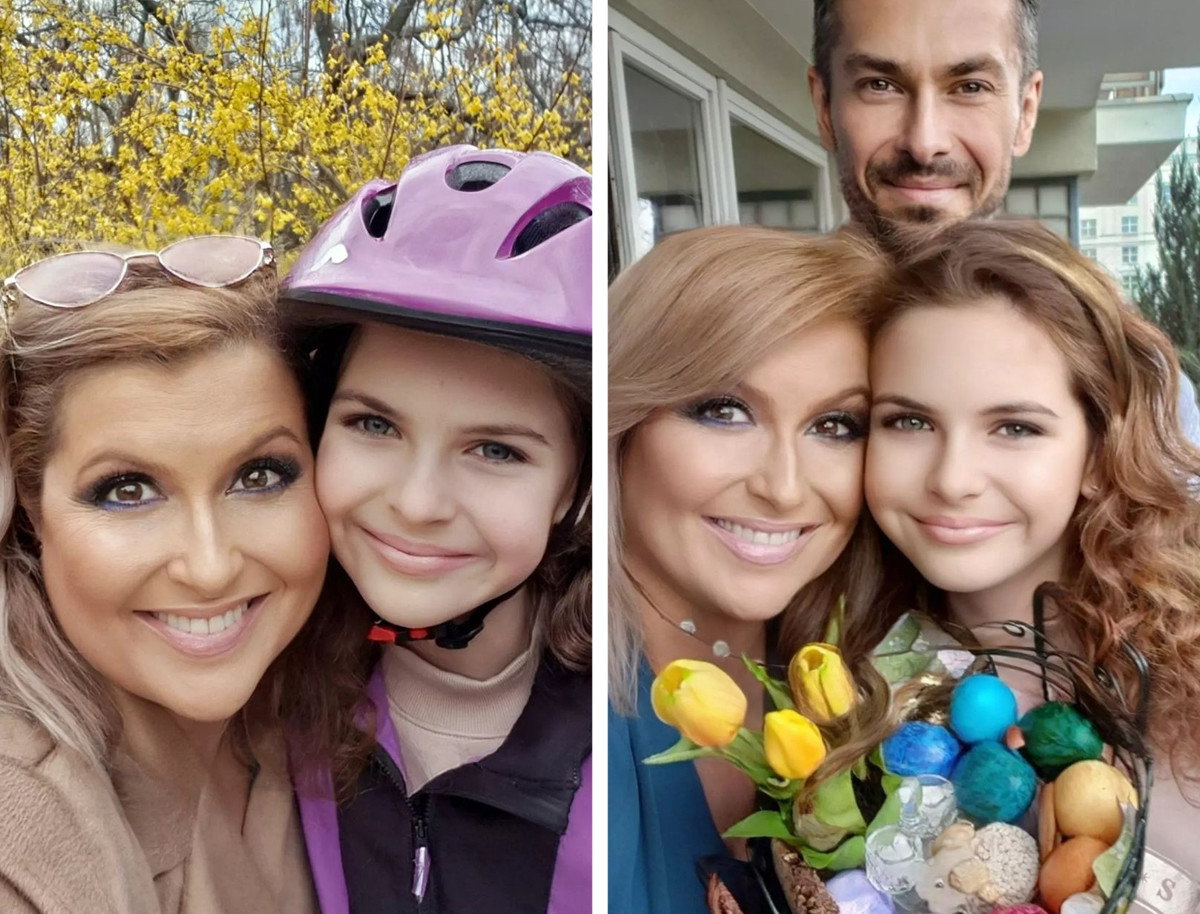 Katarzyna Skrzynecka z córką i mężem