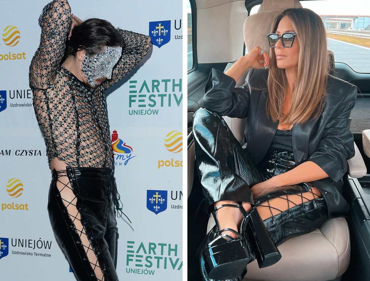 Małgorzata Rozenek i Michał Szpak w czarnych spodniach