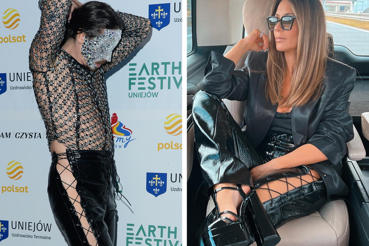 Małgorzata Rozenek i Michał Szpak w czarnych spodniach