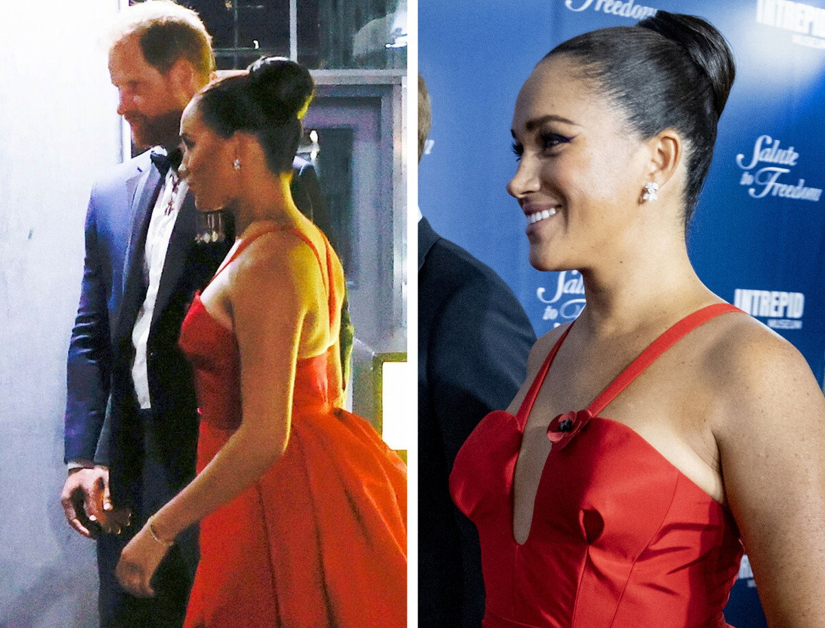księżna Meghan w czerwonej sukni