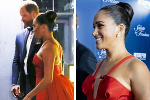 księżna Meghan w czerwonej sukni
