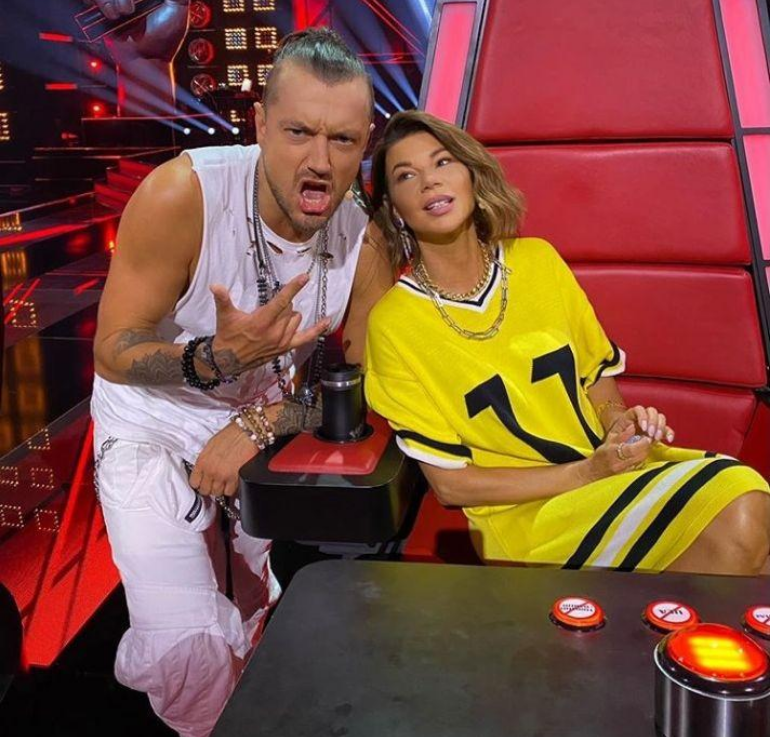 Edyta Górniak i Aleksander Baron na planie The Voice of Poland