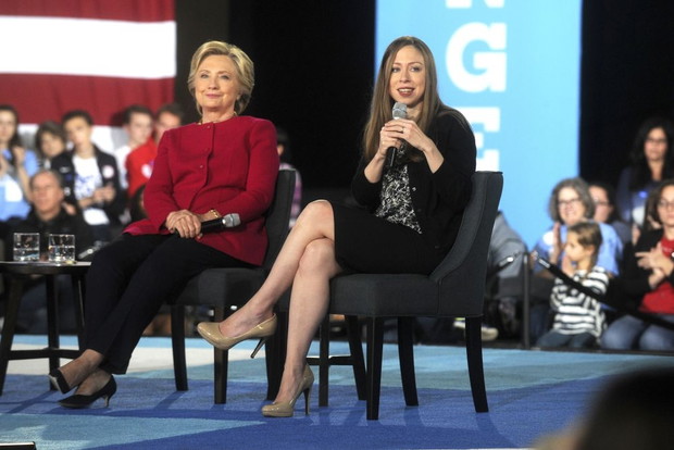 Hillary and Chelsea Clinton hold a conversation with families about Clinton's agenda to support children and families and create an economy that works for everyone at Haverford Community Recreation & Environmental Center on October 4, 2016 in Haverfor