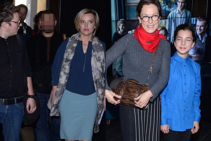 Monika Zamachowska i Aleksandra Justa na konferencji serialu Powidoki