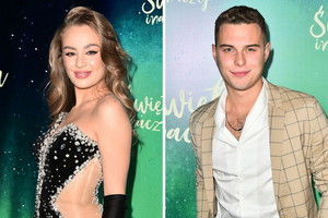 Wiktoria Gąsiewska i Adam Zdrójkowski na premierze filmu Święta inaczej