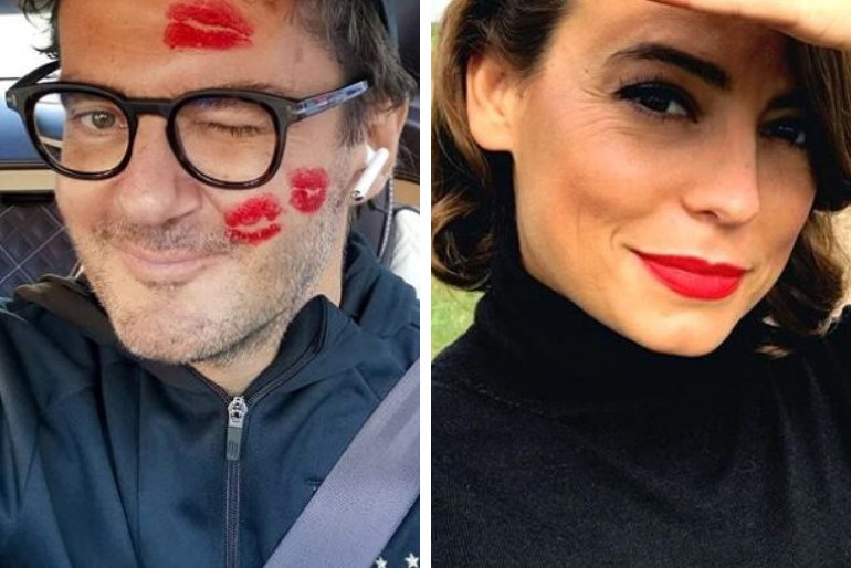 Anna Mucha w czarnym golfie, Kuba Wojewódzki w samochodzie