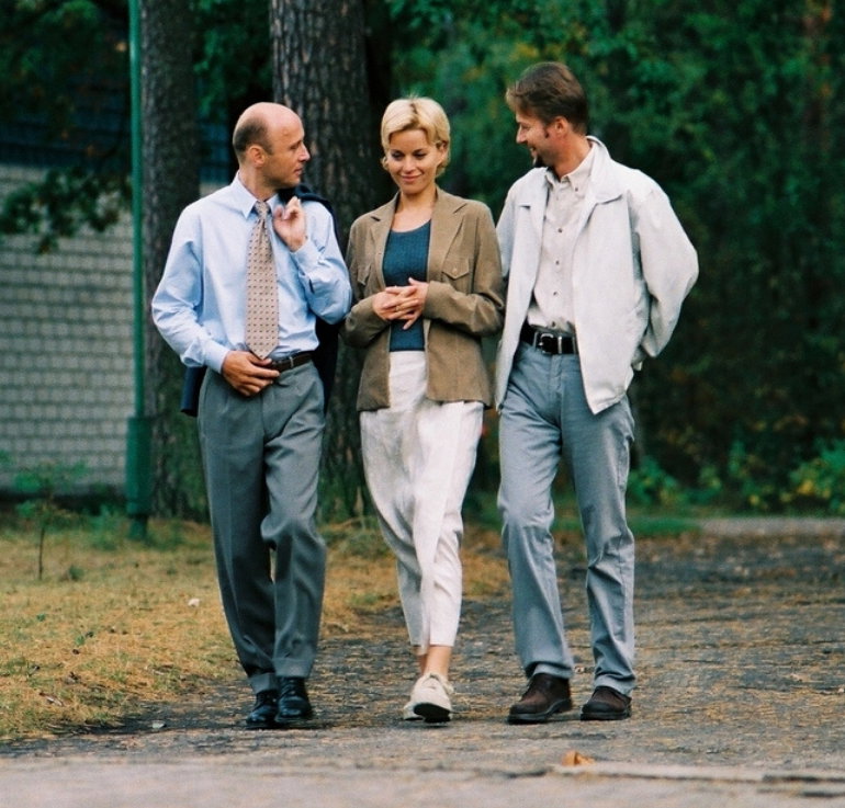 Krzysztof Pieczyński, Małgorzata Foremniak i Artur Żmijewski na planie Na dobre i na złe