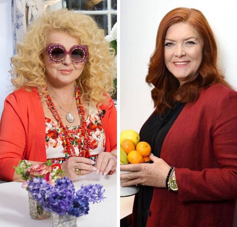 Magda Gessler w okularach, Katarzyna Dowbor na planie programu "Nasz nowy dom"