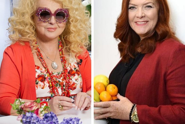 Magda Gessler w okularach, Katarzyna Dowbor na planie programu "Nasz nowy dom"