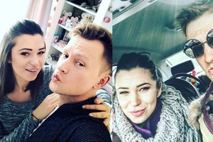 Kuba Wesołowski z żoną i córką na wakacjach