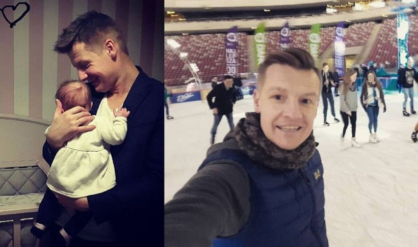 Rafał Mroczek pokazał córce, jak jeździ na łyżwach