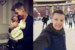 Rafał Mroczek pokazał córce, jak jeździ na łyżwach