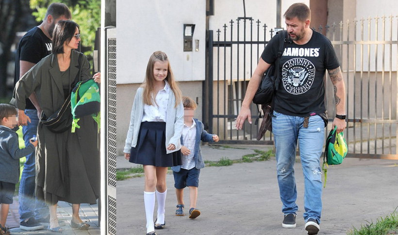 Tomasz Karolak i Viola Kołakowska z dziećmi