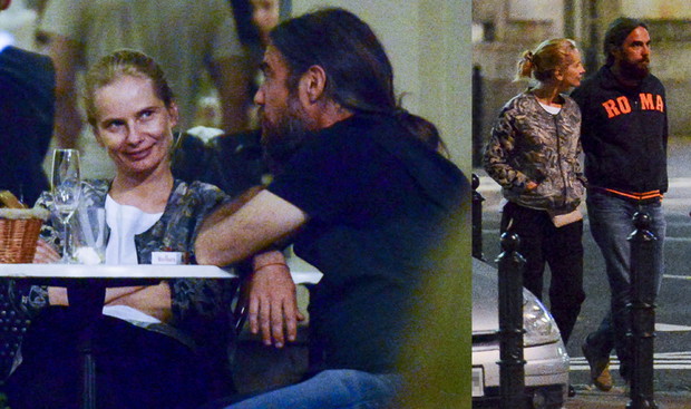 Magdalena Cielecka z partnerem i znajomymi w restauracji