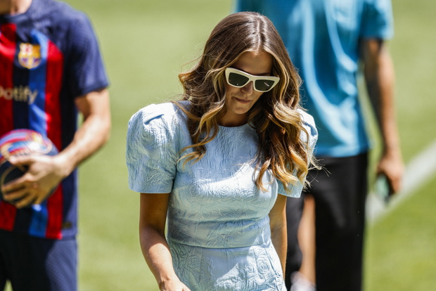 Anna Lewandowska na prezentacji Roberta w Barcelonie