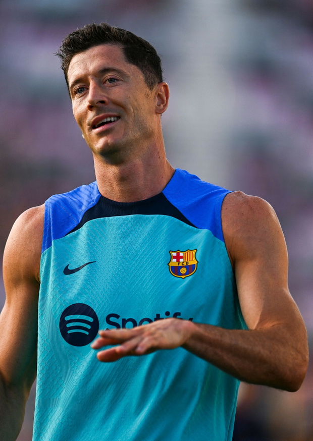 Robert Lewandowski na treningu Barcelony na Florydzie