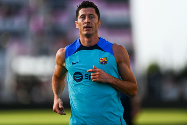 Robert Lewandowski na treningu Barcelony na Florydzie