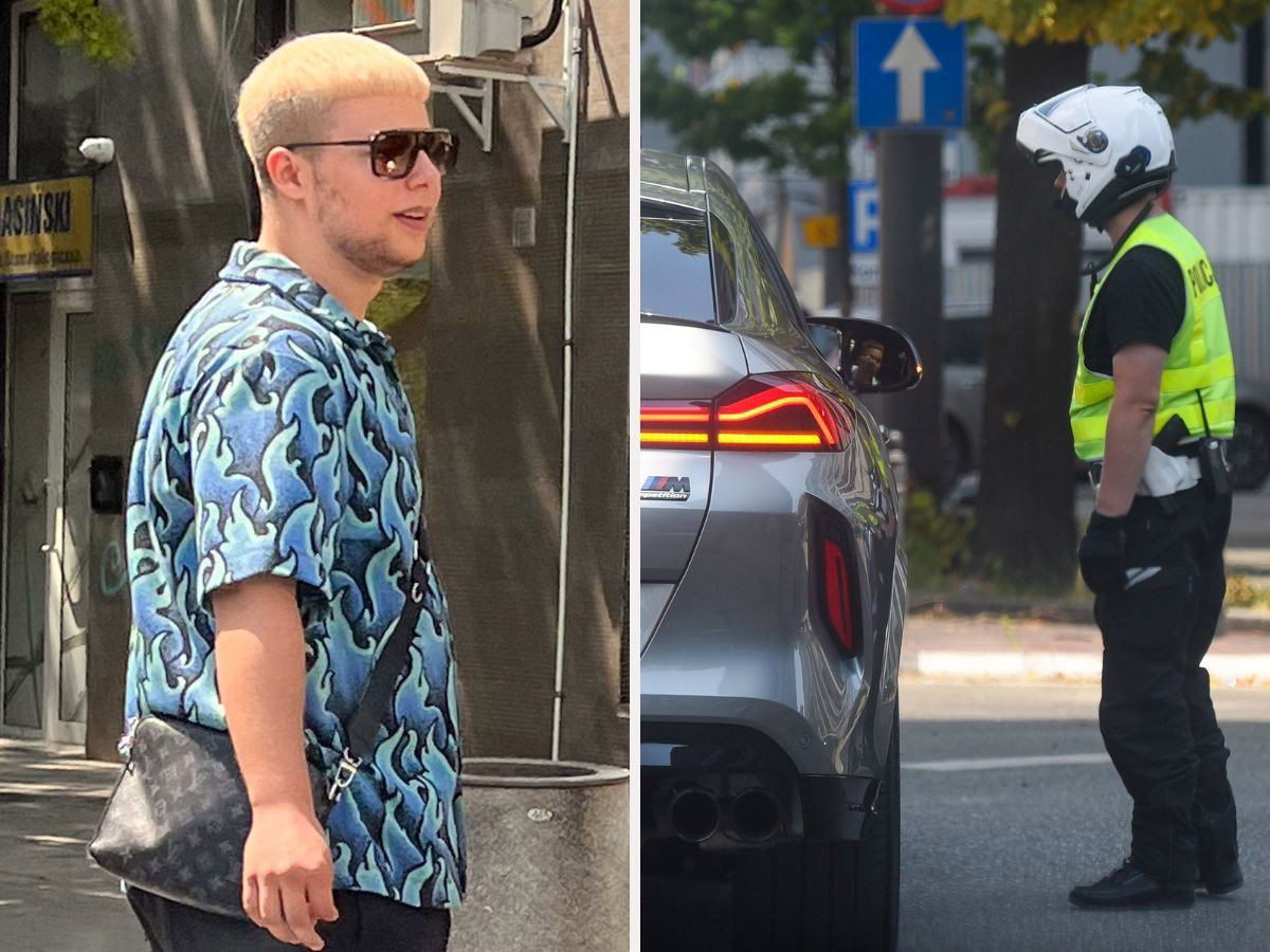 Allan Krupa rozmawia z policjantem