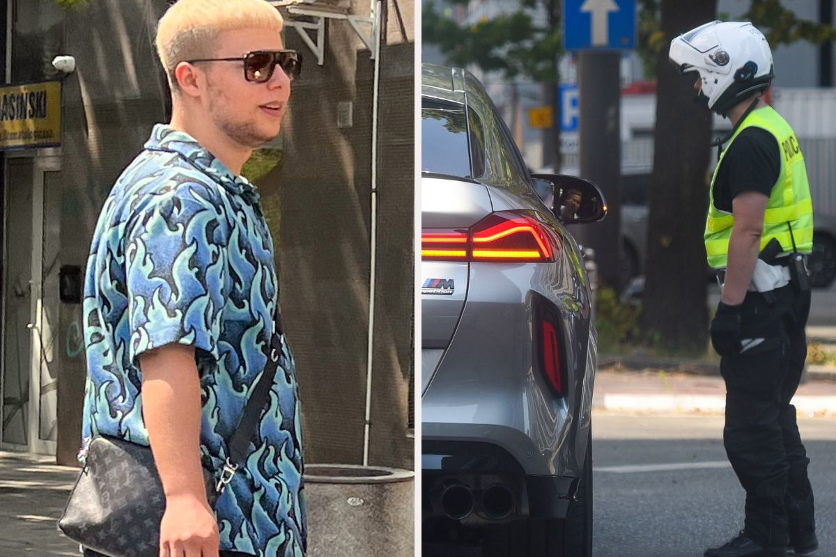 Allan Krupa rozmawia z policjantem