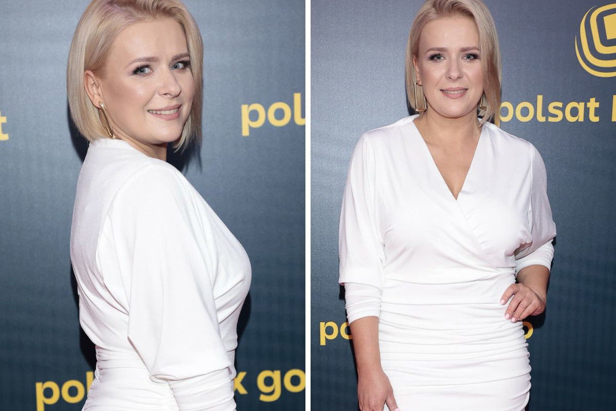 Aneta Zając w białej sukience na ramówce Polsatu