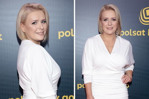 Aneta Zając w białej sukience na ramówce Polsatu