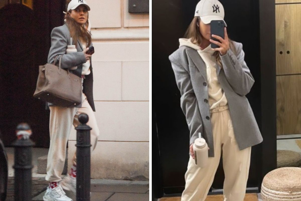 Anna Lewandowska w dresie i marynarce Magdy Butrym w Warszawie