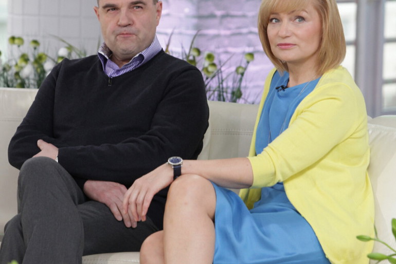 Katarzyna Żak i Cezary Żak na planie Dzień Dobry TVN