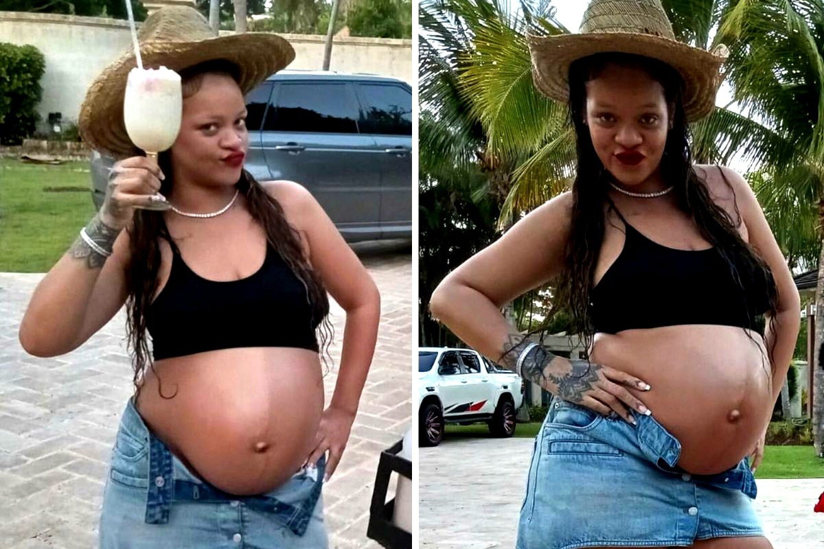 ciężarna Rihanna bawi się na Barbadosie