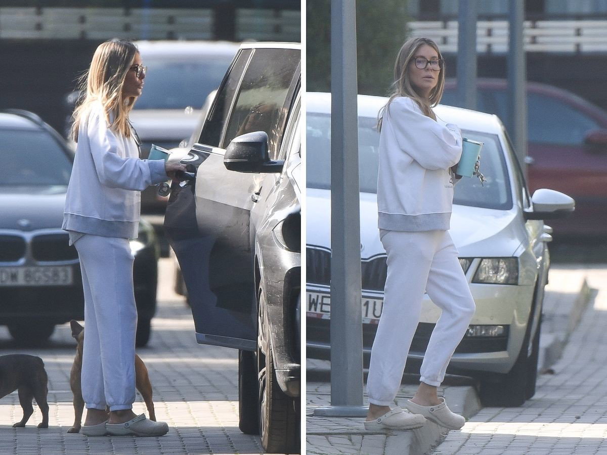 Małgorzata Rozenek w dresie odwozi syna do szkoły