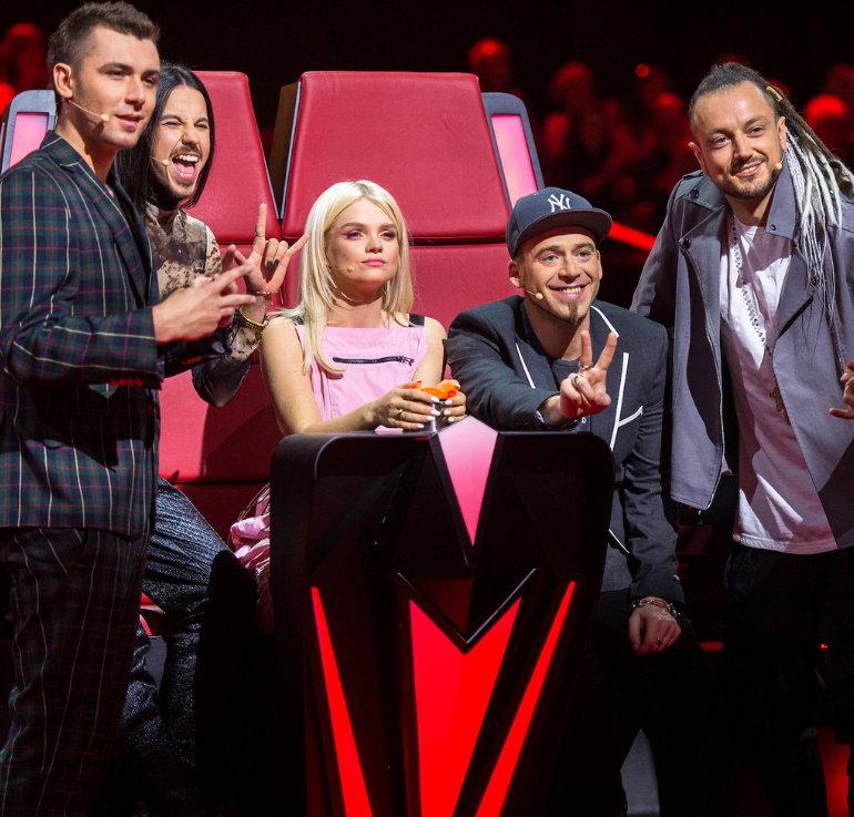 Jurorzy na planie 10. edycji "The Voice of Poland"
