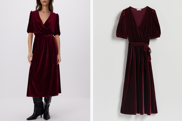 Burgundowa sukienka z Reserved za 139,99 złotych w stylu Katarzyny Cichopek