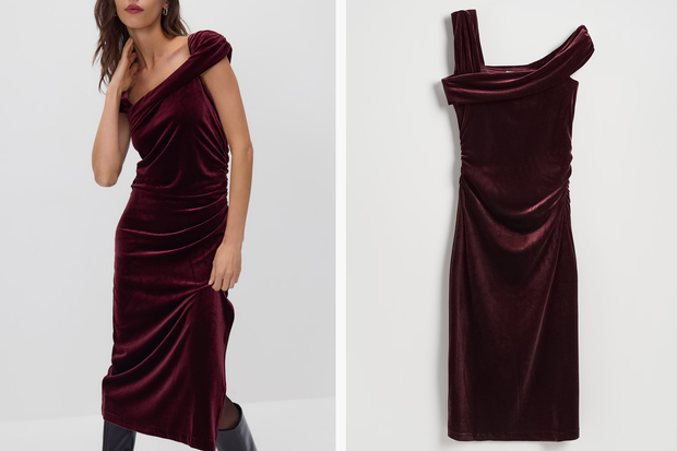 Burgundowa sukienka z Reserved za 159,99 złotych w stylu Małgorzaty Sochy
