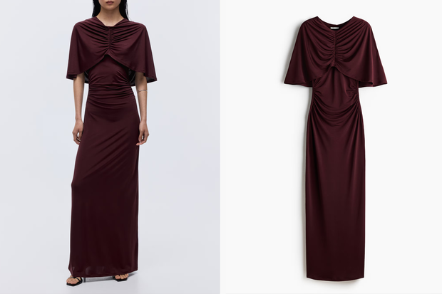Burgundowa sukienka z H&amp;M za 164,99 złotych w stylu Katarzyny Cichopek