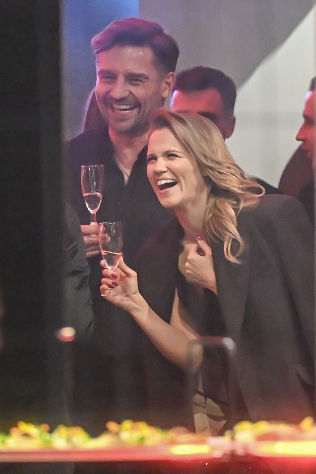 Agnieszka Kaczorowska i Marcin Rogacewicz na afterparty po spektaklu