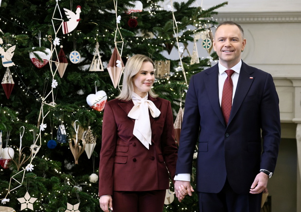 Marta Nawrocka i Karol Nawrocki w okresie bożonarodzeniowym w Pałacu Prezydenckim