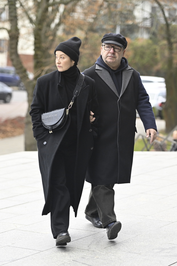 Zbigniew Zamachowski i Gabriela Muskała na pogrzebie Piotra Cieplaka fot. AKPA/Jacek Kurnikowski