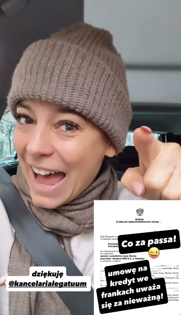 Anna Mucha triumfuje w sądzie fot. Instagram @taannamucha