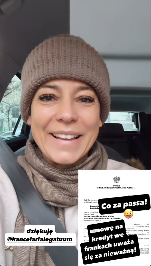Anna Mucha triumfuje w sądzie fot. Instagram @taannamucha